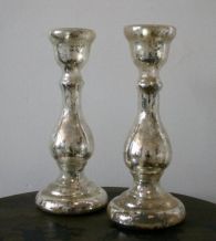 Mercury Glass Candlesticks (Set of 2)