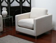 Oatmeal Club Chair with Steel Base