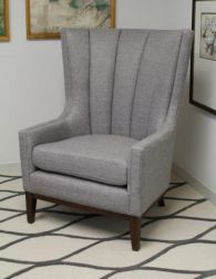 Channeled Wingback Chair in  Pewter