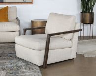 Open Arm Oak Framed Chair in Taupe
