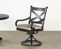 Black Metal Patio Arm Chair With Swivel Base 