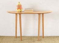 Modern Bamboo Demilune Console Table