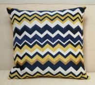 Blue and Gold Chevron Pillow
