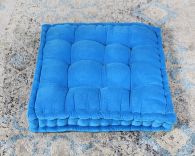 Vivid Blue Tufted Square Floor Pillow