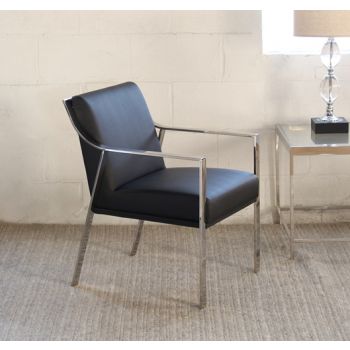 Gray Naugahyde Arm Chair with Chrome Frame