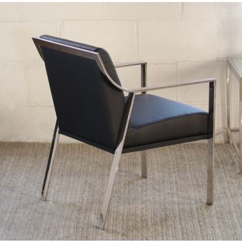 Gray Naugahyde Arm Chair with Chrome Frame