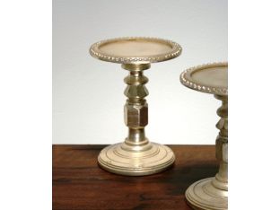 Silver-Plated Wood Pillar Candlestick (Pair)