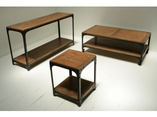 Reclaimed Teak Side Table with Iron Frame