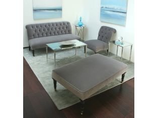 Gray Velvet Cocktail Ottoman
