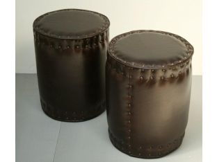 Wenge Leather Pedestal Ottoman