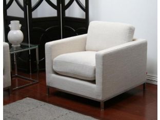 Oatmeal Club Chair with Steel Base