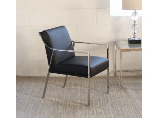 Gray Naugahyde Arm Chair with Chrome Frame