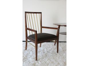 Walnut and Brass Spindle Back Armchair