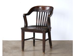 Dark Wood Armchair with Rounded Back