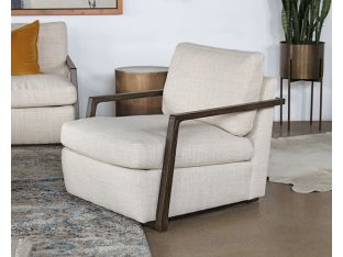 Open Arm Oak Framed Chair in Taupe
