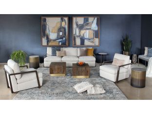 Open Arm Oak Framed Chair in Taupe