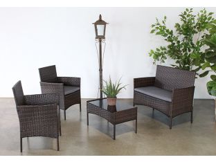 Dark Wicker Armchair With Medium Grey Cushion