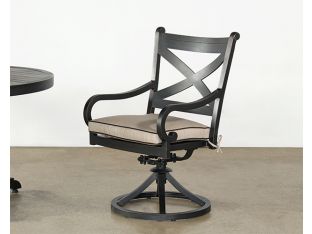  Black Metal Patio Arm Chair With Swivel Base 