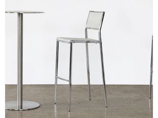 Refurbished Chrome Bar Stool in White