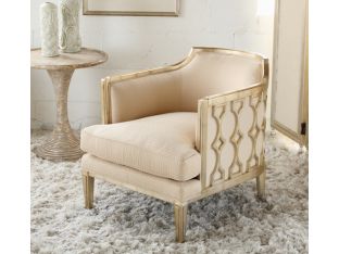 Pale Gold Gilt Fretwork Club Chair