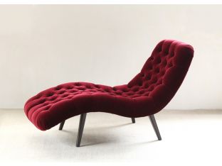Tufted Armless Chaise in Ruby Velvet with Black Walnut Legs