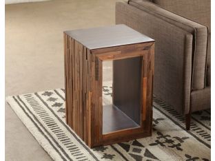Reclaimed Wood Cutout Side Table