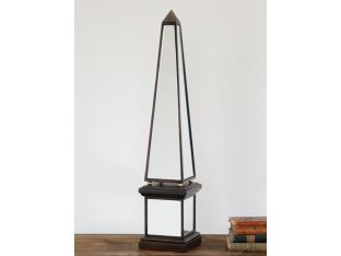 Walnut Obelisk with Mirrored Panels