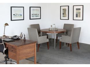 Round Walnut Dining Table with Stainless Steel Legs