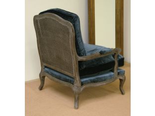 Prussian Blue Velvet Bergere Chair