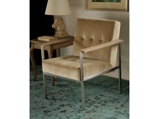 Blonde Velvet Lounge Chair with Limed Gray Arms