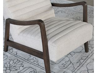 Channel Tufted Lounge Chair in Natural Linen