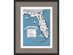 Illustrated Map of Florida 21.5W x 26H