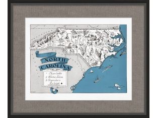 Illustrated Map of North Carolina 26W x 21.5H