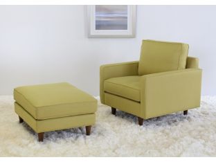 Modern Fern Ottoman with Tapered Walnut Legs