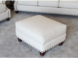 Natural Linen Ottoman