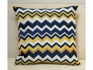Blue and Gold Chevron Pillow