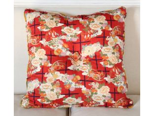 Triangle Cut Buttercup/Persimmon Floral Pillow
