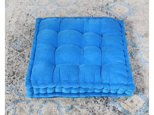 Vivid Blue Tufted Square Floor Pillow