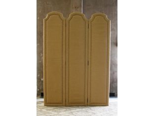 Burlap 3-Panel Screen with Nailhead Trim