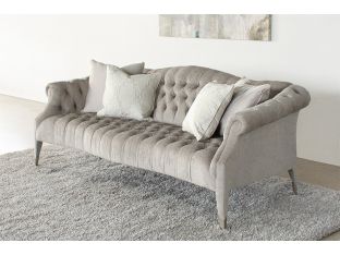 Tufted Sofa in Brushed Gray Chenille