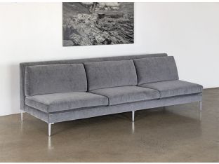 Armless Sofa in Charcoal Velvet