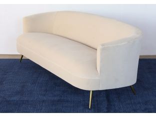 Curved Sofa With Tight Back And Antique Brass Legs