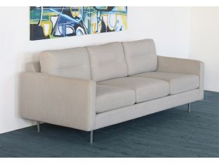 Ivory Woven Mid Century Style Sofa