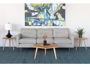 Ivory Woven Mid Century Style Sofa
