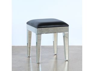 Mirrored Stool With Black Seat