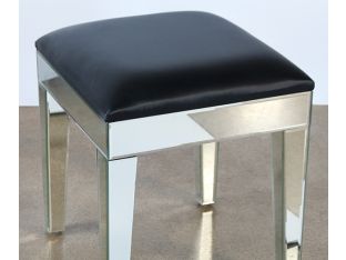 Mirrored Stool With Black Seat