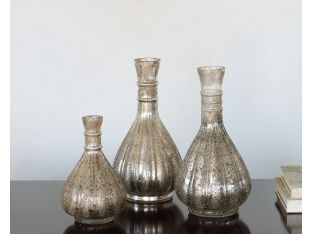 Set of 3 Mercury Glass Bottles